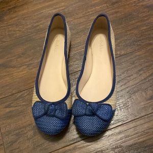 Kelly and Katie tan and blue Flats